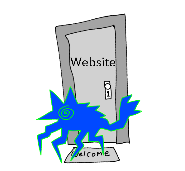 A door declares it is a website. Click to enter.